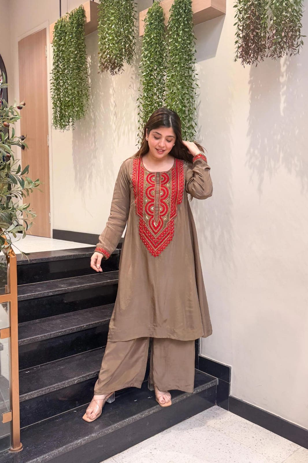 Women's French Crepe Embroidered Co-Ord Set
