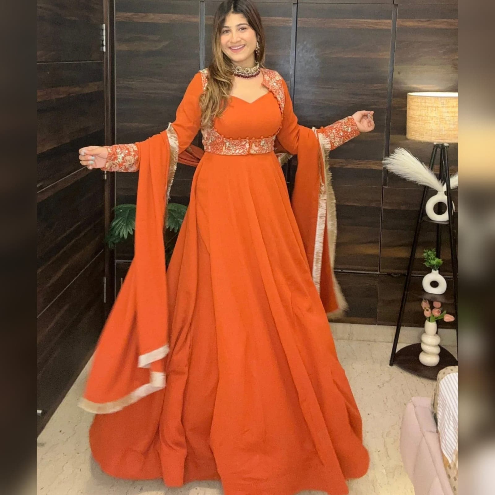 Designer Georgette Maxi Anarkali Suit Set with Koti Jacket & Dupatta - image 1