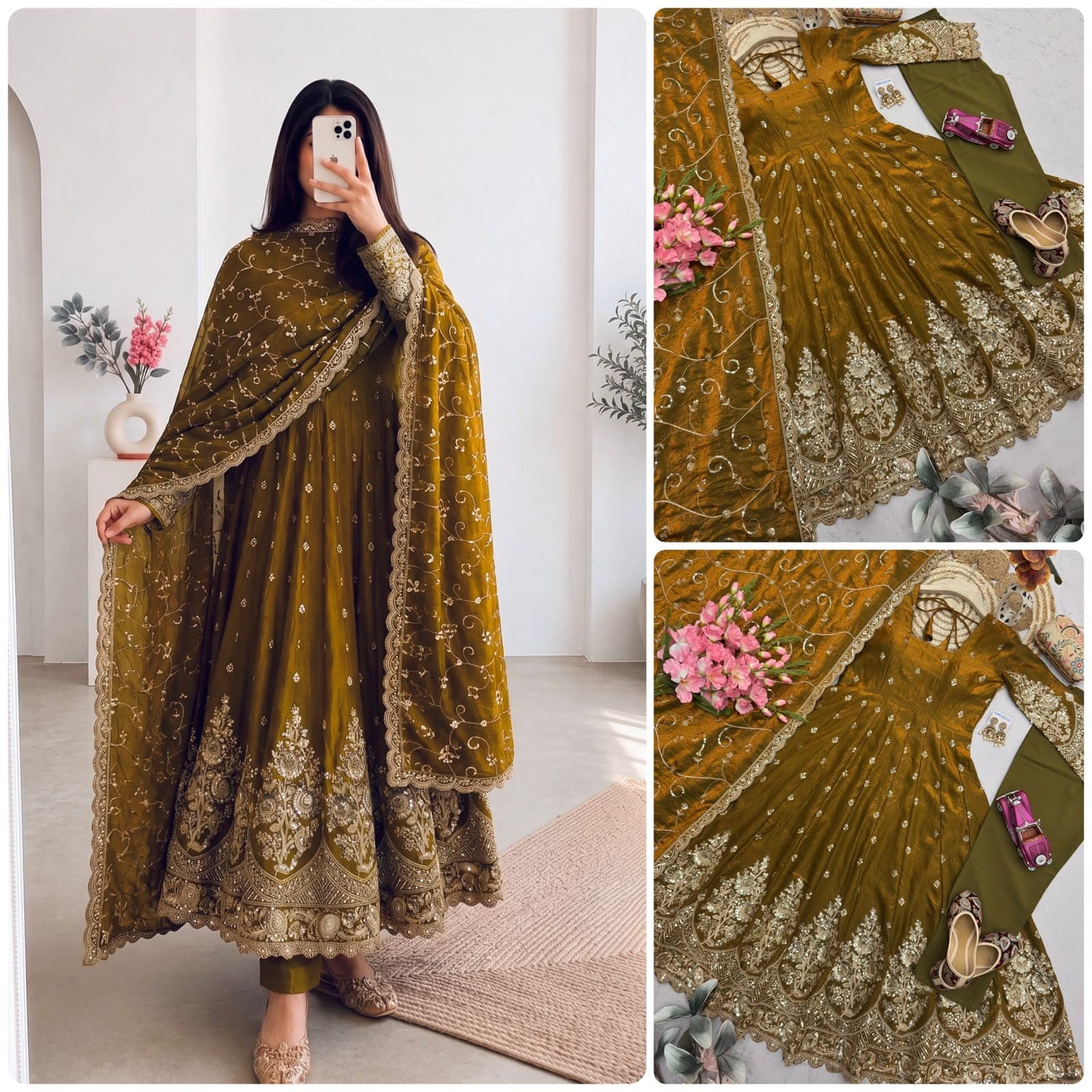 Embroidered Anarkali Suit Set with Designer Dupatta - image 1