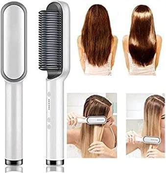 Hair Straightener Brush for Women & Men, Hair Styler, Straightener Machine Brush PTC Heating Electric Straightener with 5 Temperature Control (Multi colour)