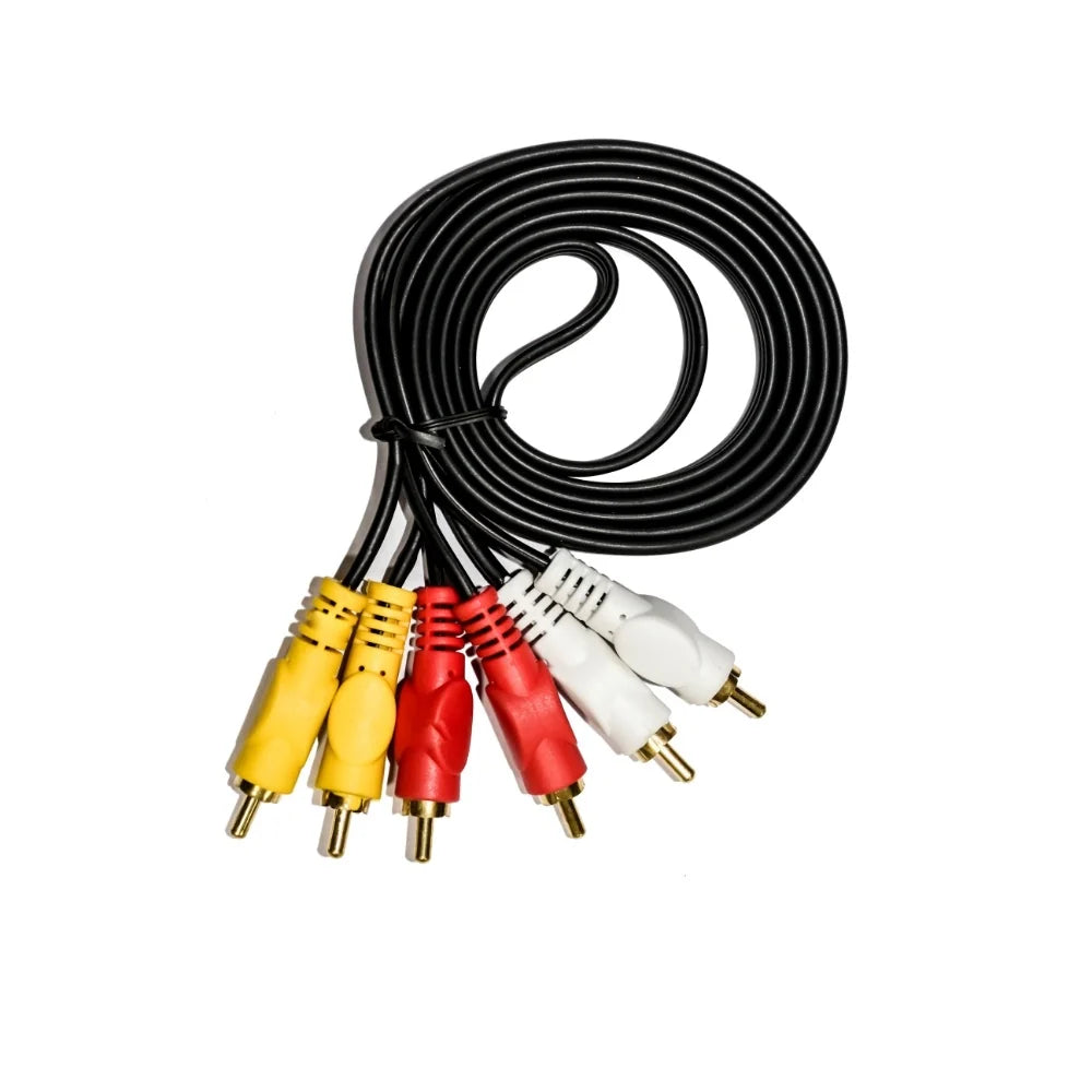 3RCA Male to 3RCA Male Audio Video Cable 1.5 Yards Compatible for TV, LCD, LED, DTH, DVD, VCR (Black)