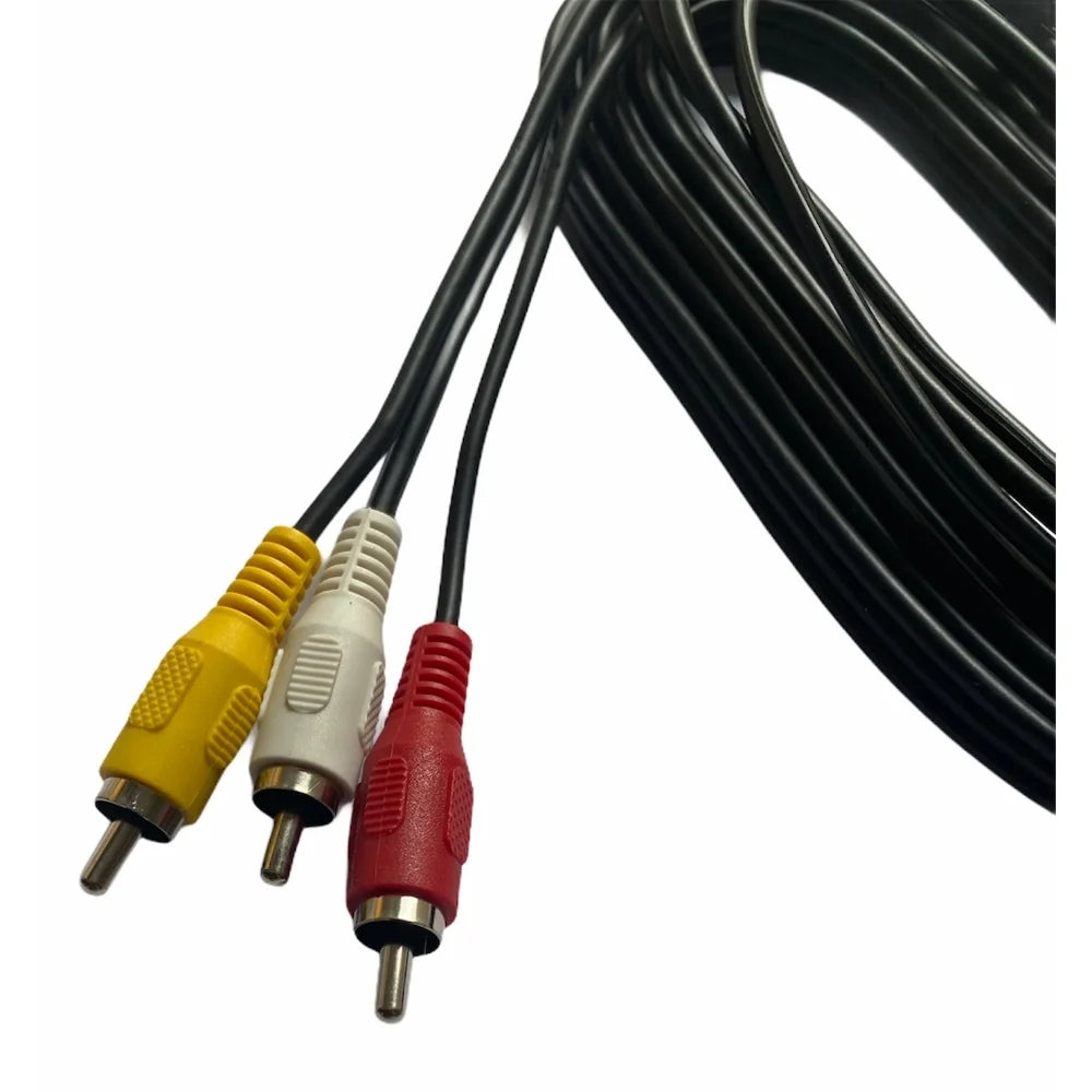 3RCA Male to 3RCA Male Audio Video Cable 3 Yards Compatible for TV, LCD, LED, DTH, DVD, VCR (Black)