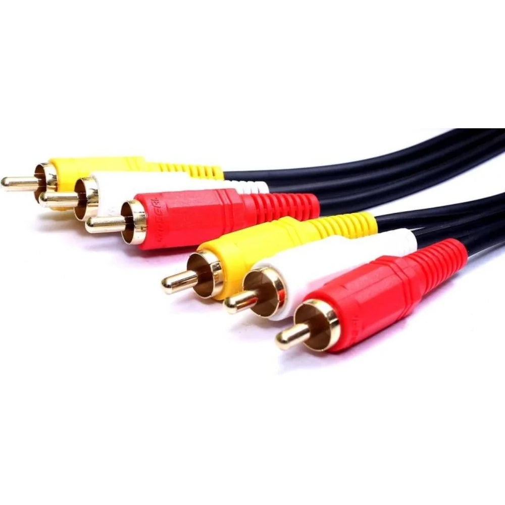 3RCA Male to 3RCA Male Audio Video Cable 3 Yards Compatible for TV, LCD, LED, DTH, DVD, VCR (Black)
