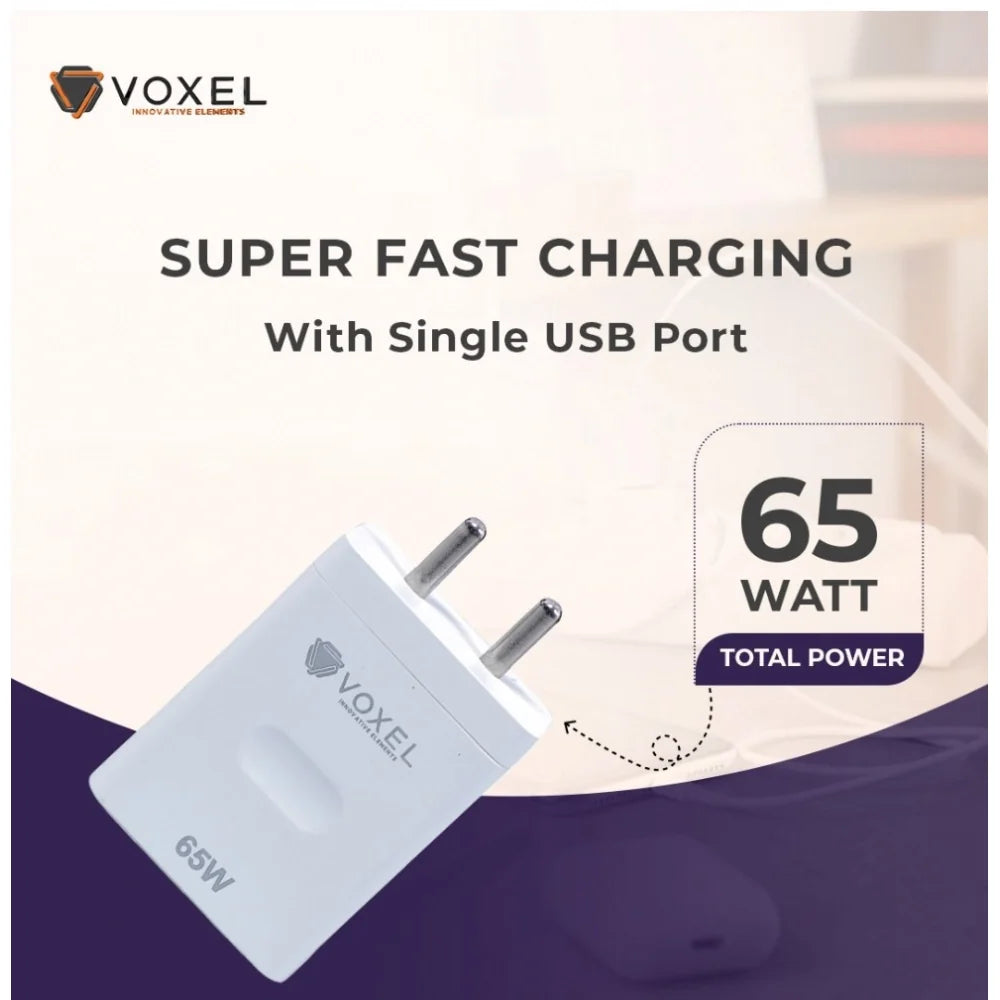 VOXEL 65 Watt Usb Fast Charger AB Plastic (White)