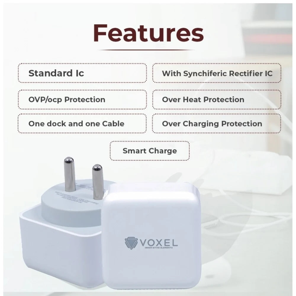 VOXEL 25 Watt ' C ' Port PD Charger AB Plastic (White)