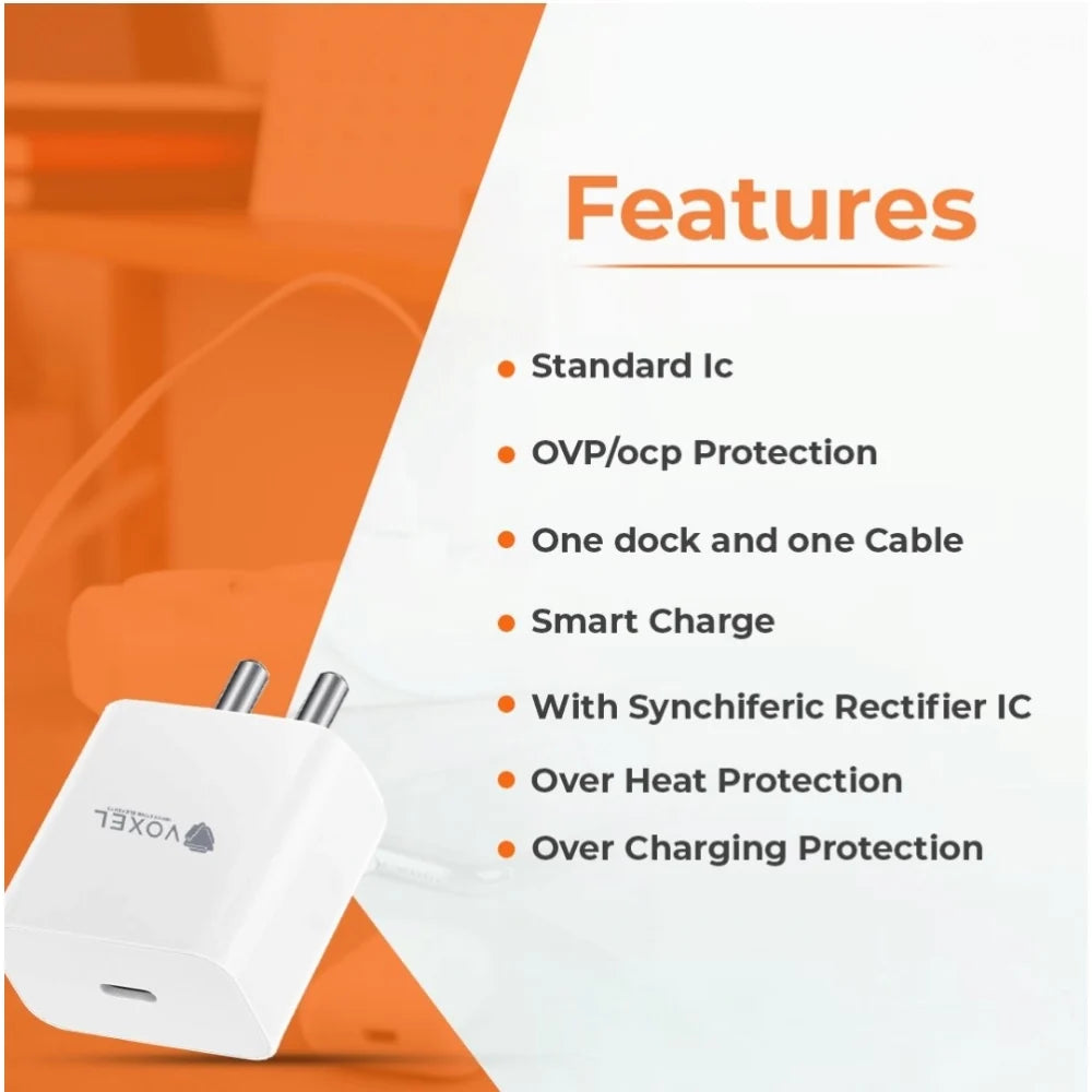VOXEL 100 Watt ' C ' Port PD Fast Charger AB Plastic (White)
