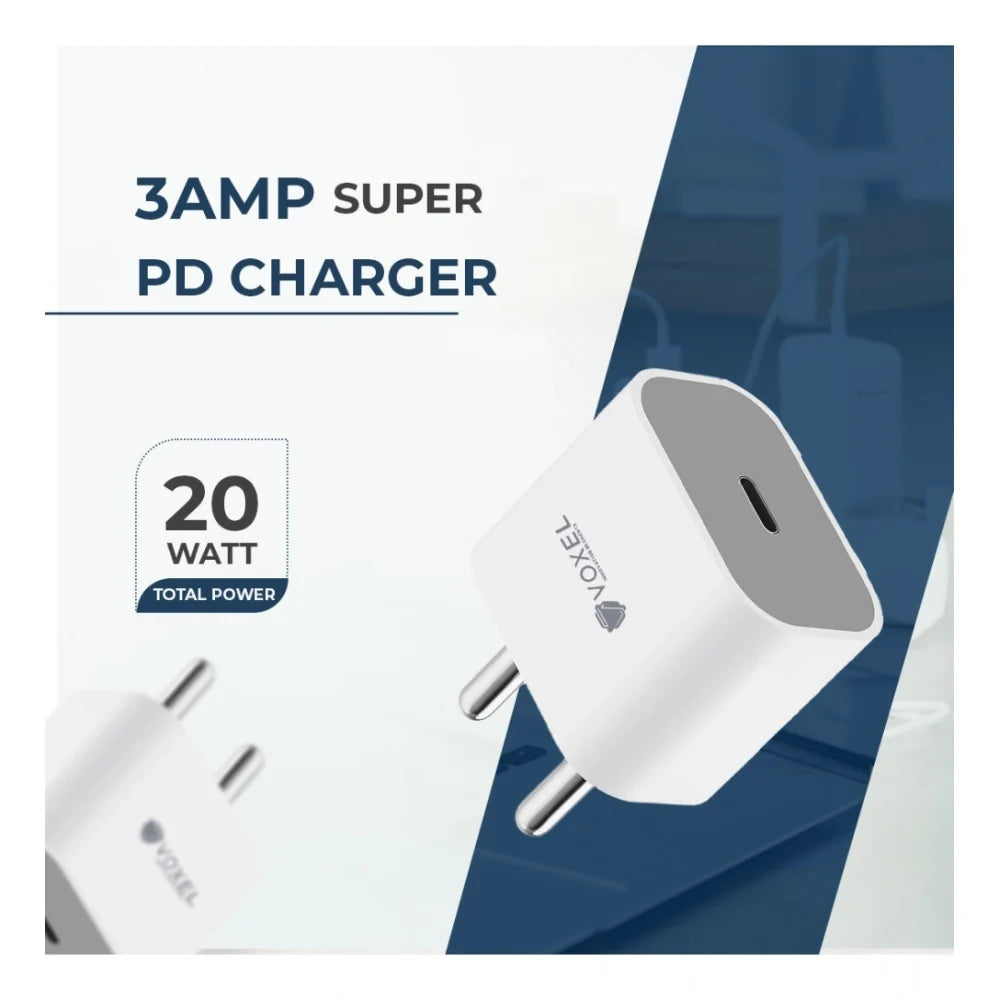 VOXEL 20 Watt ' C ' Port PD Charger AB Plastic (White)
