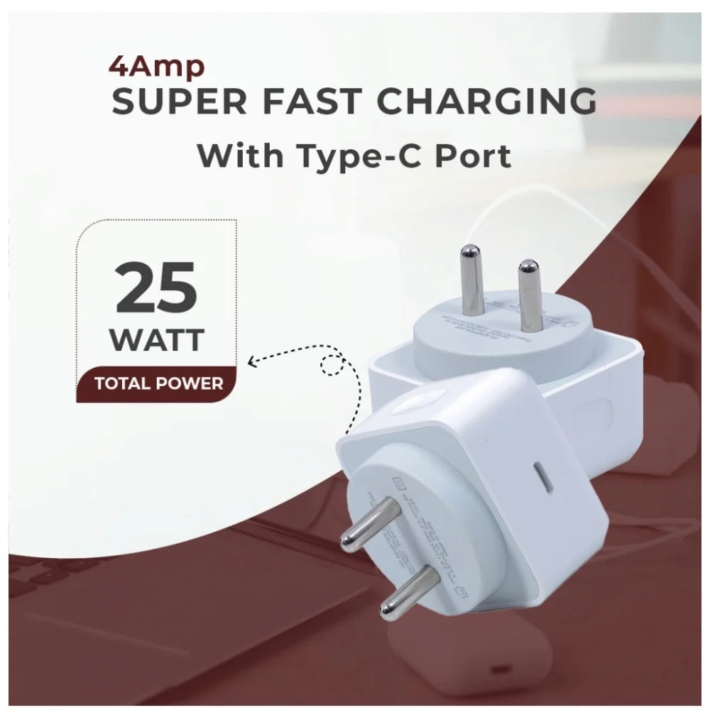VOXEL 25 Watt ' C ' Port PD Charger AB Plastic (White)