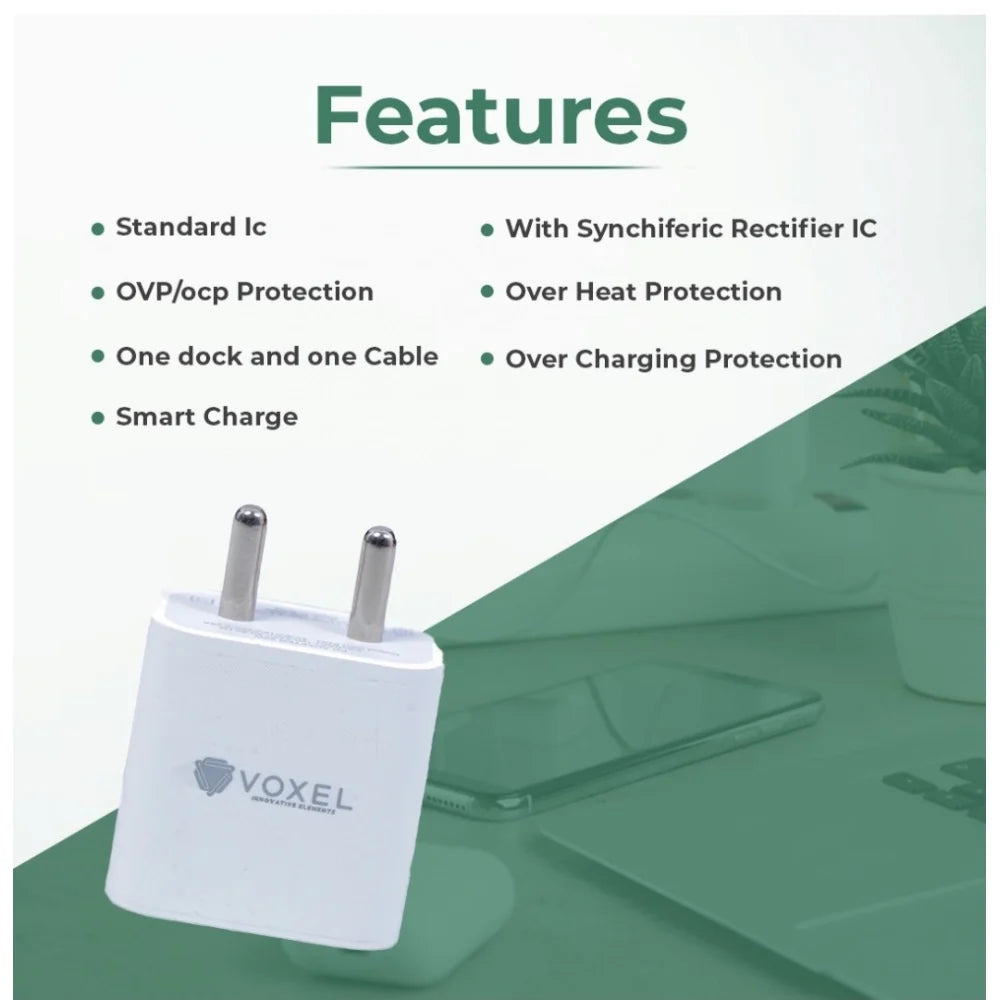 VOXEL 18 Watt Double Usb Port Charger AB Plastic (White)