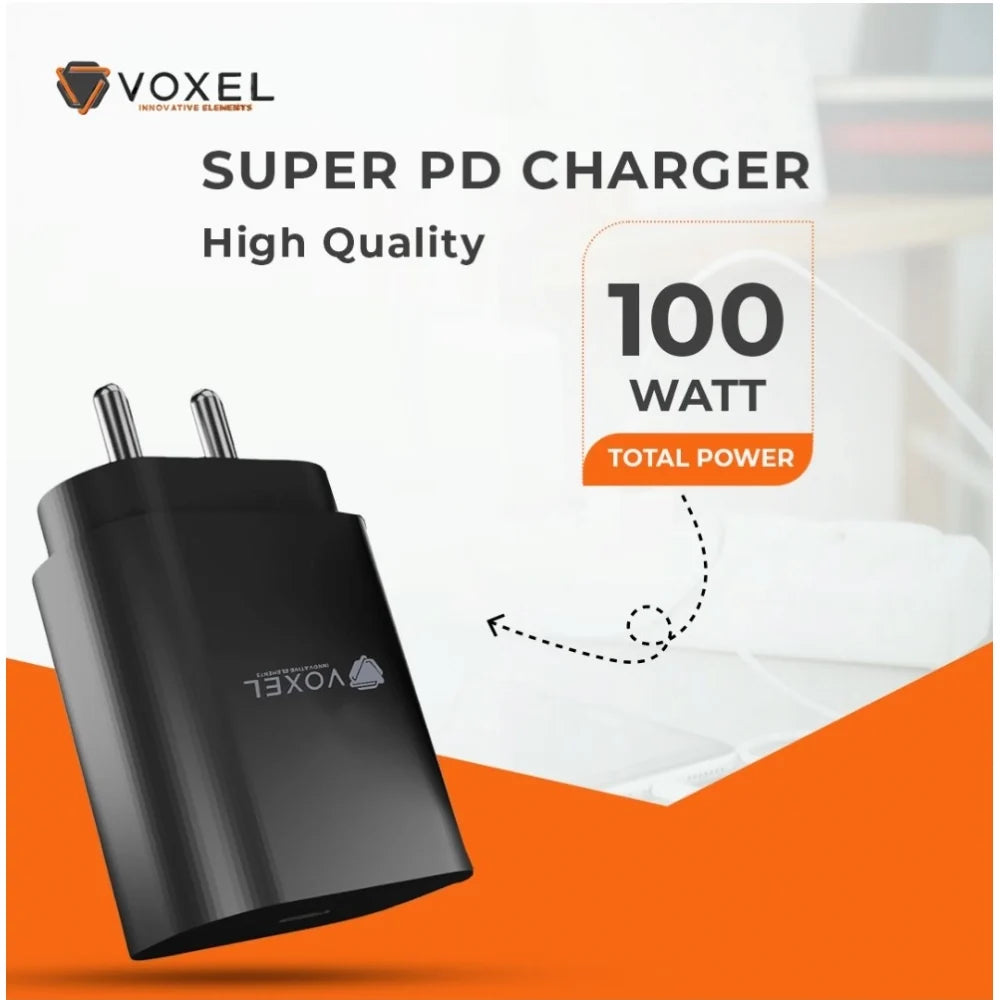 VOXEL 100 Watt ' C ' Port PD Fast Charger AB Plastic (Black)