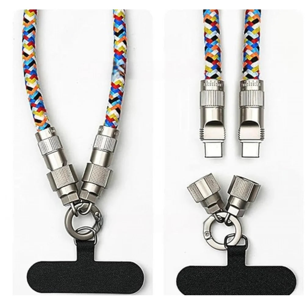 Pack of 2 USB Charging Cable Lanyard (Multicolor)