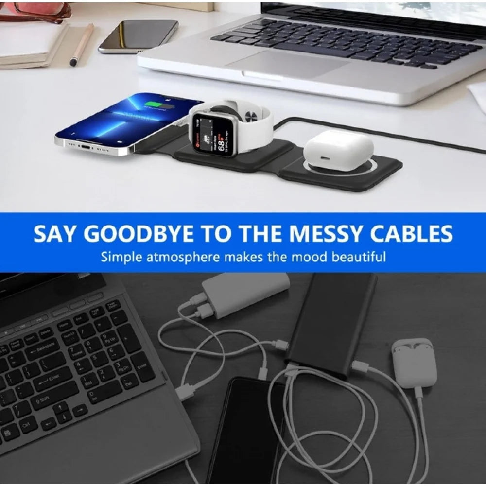 3 in 1 Foldable Wireless Charger (Black)