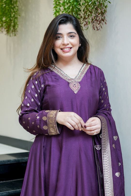 Premvati Premium Banarasi Chanderi Anarkali Suit Set with Dupatta