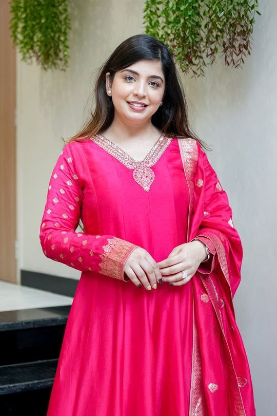 Premvati Premium Banarasi Chanderi Anarkali Suit Set with Dupatta