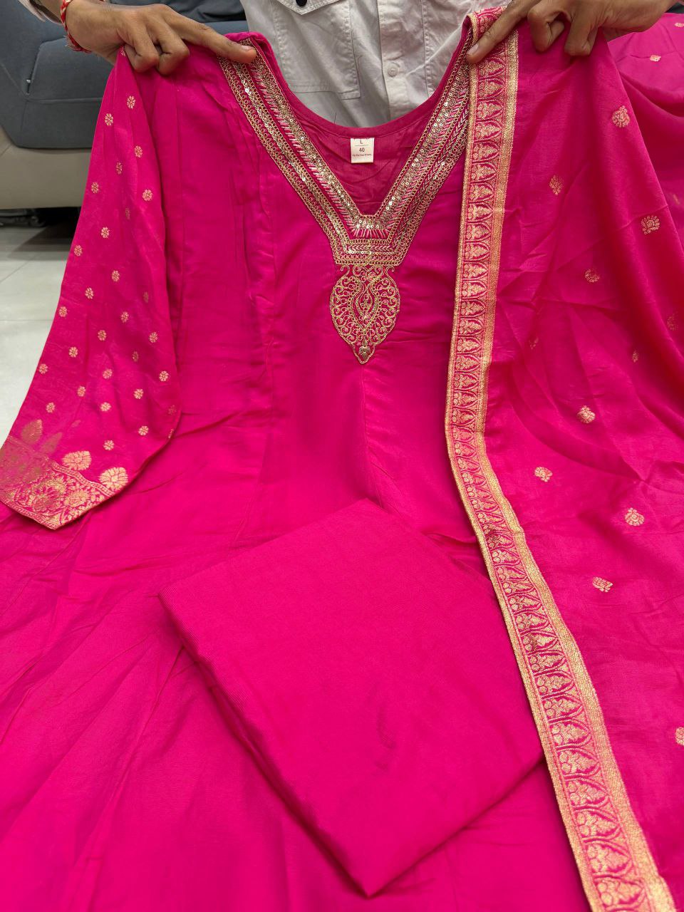 Premvati Premium Banarasi Chanderi Anarkali Suit Set with Dupatta