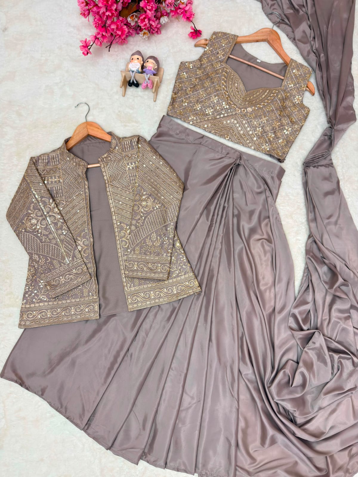 ENHANCE THE BEAUTY OF YOUR WARDROBE WITH THIS NEWLY LAUNCHED READY TO WEAR LEHENGA SAREE DESIGN SET