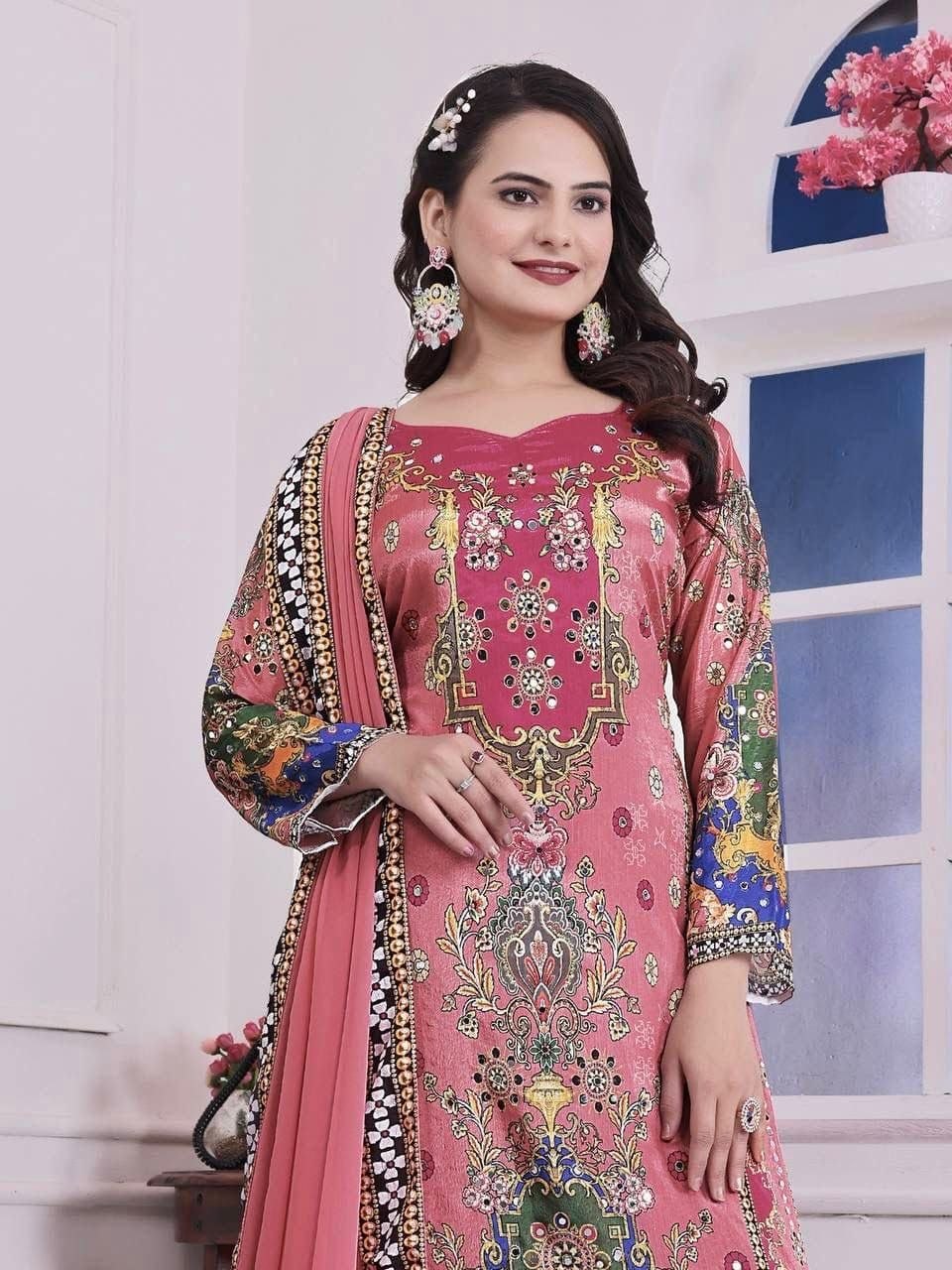 Premium Digital Print A-Line Kurta - Palazzo with Dupatta - Green